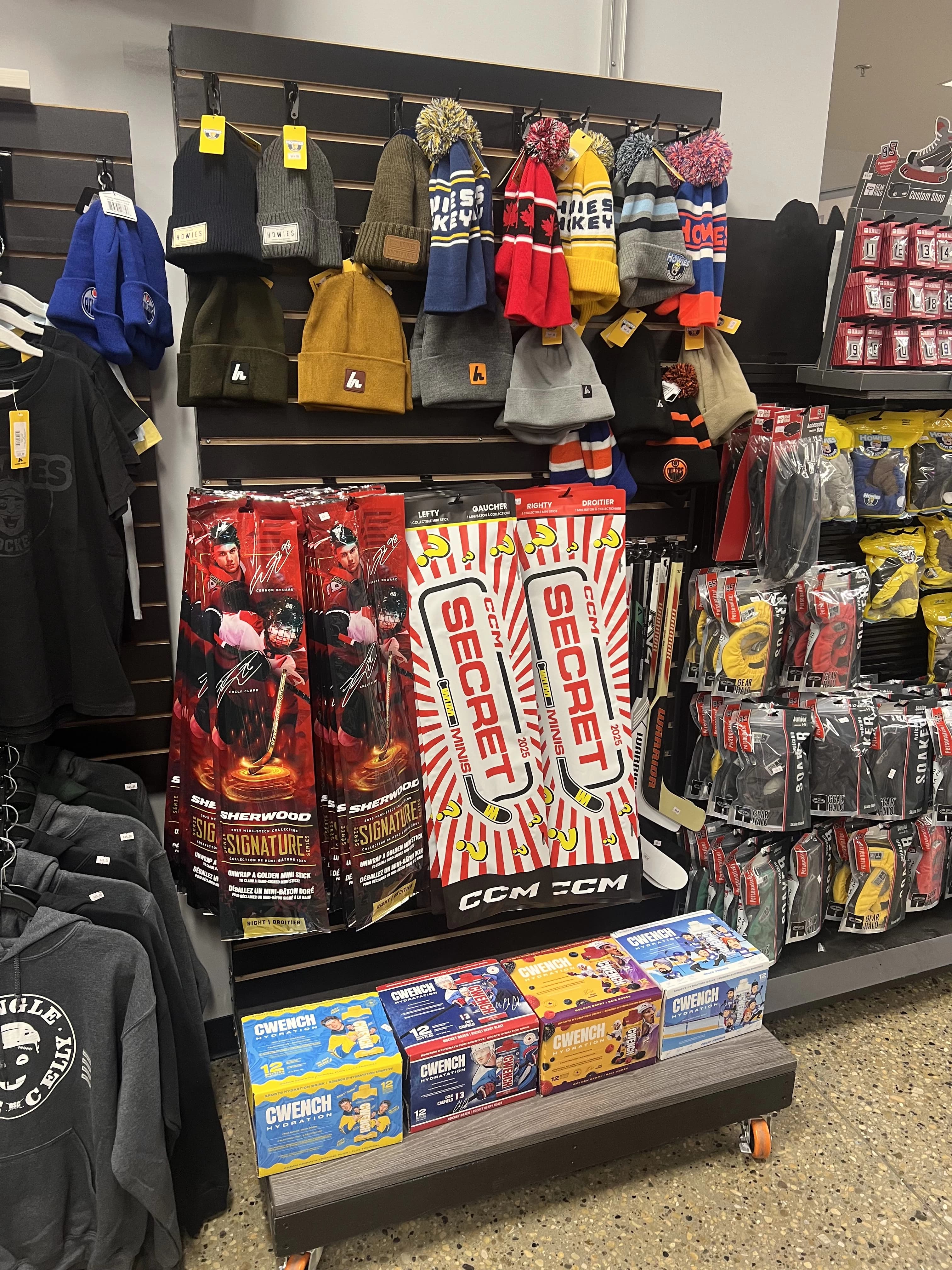 Hockey Mystery Minis collection display at Wheelhouse pro shop